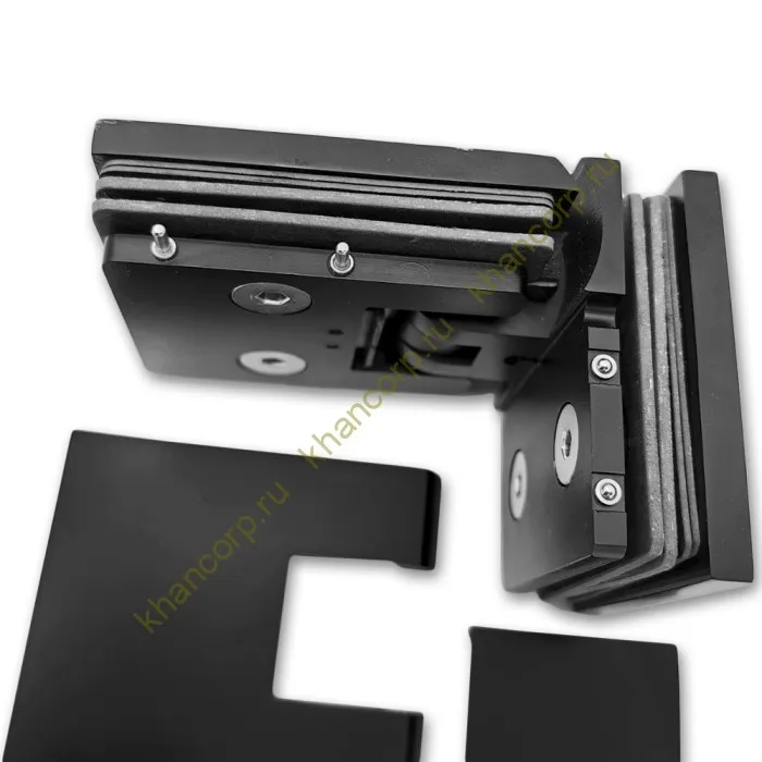 Петля Аврора FDP-184 стекло-стекло 90˚ с крышками, латунь/черный