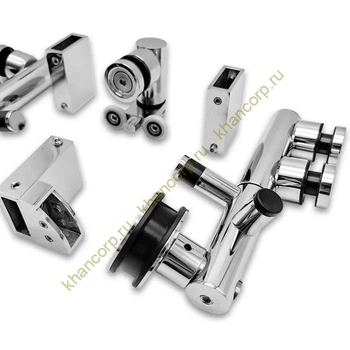 Комплект раздвижной системы КЛИО FDS-102 для поворотной двери, для трубы 30х10, нержавейка/полированный