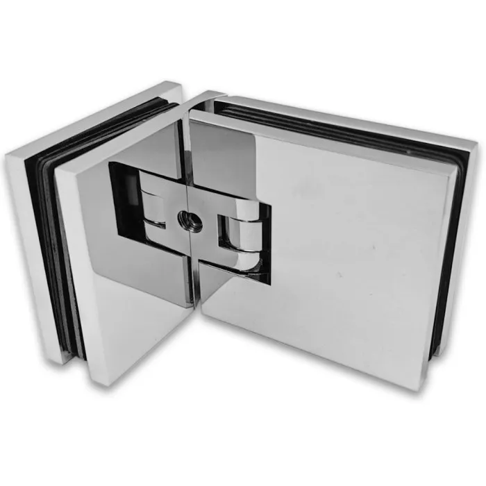 Петля Аврора FDP-184 стекло-стекло 90˚ с крышками, латунь/хром