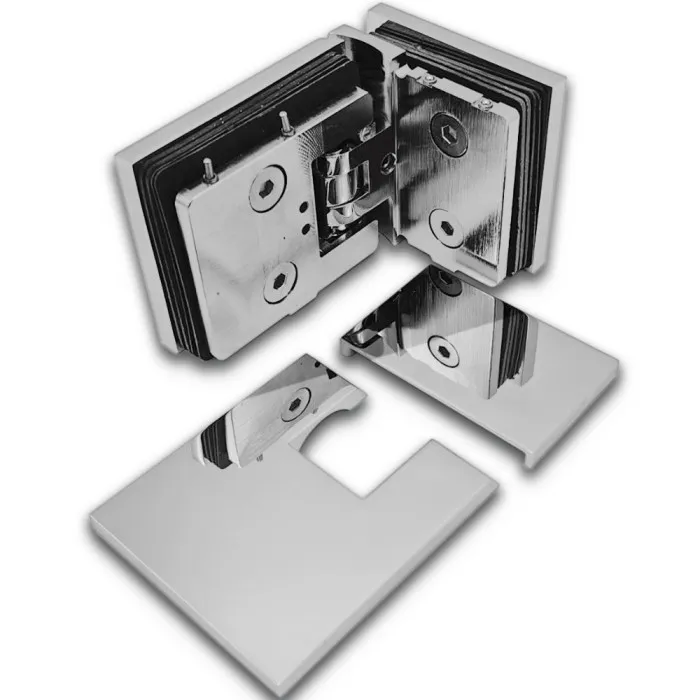 Петля Аврора FDP-184 стекло-стекло 90˚ с крышками, латунь/хром
