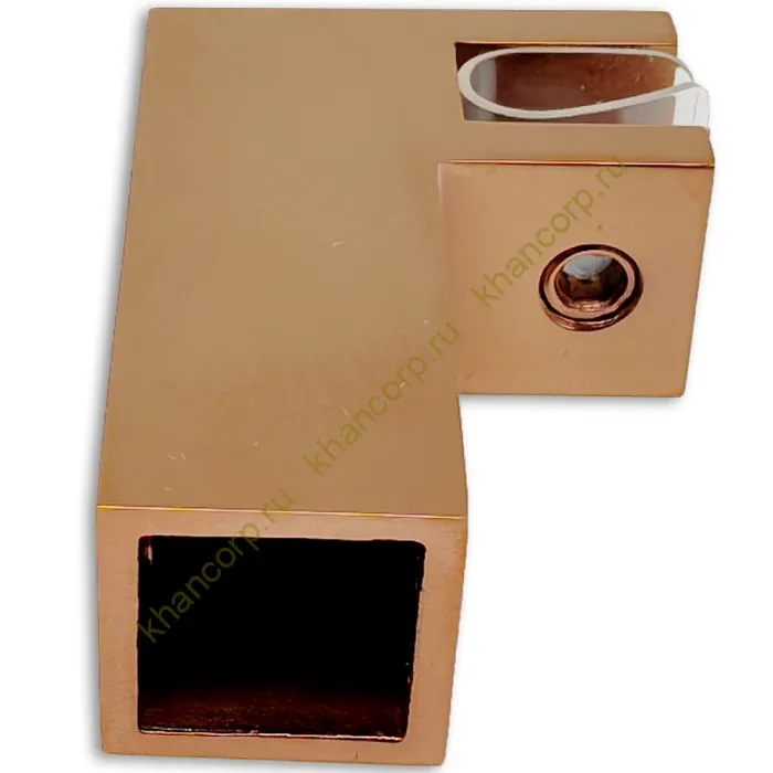 Держатель стекла FDC-61, 15х15 торцевой 90°, нержавейка/розовое золото