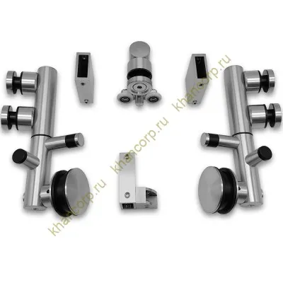 Комплект раздвижной системы КЛИО FDS-102 для поворотной двери, для трубы 30х10, нержавейка/матовый