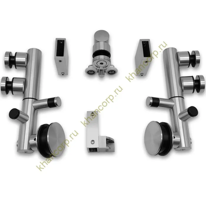 Комплект раздвижной системы КЛИО FDS-102 для поворотной двери, для трубы 30х10, нержавейка/матовый