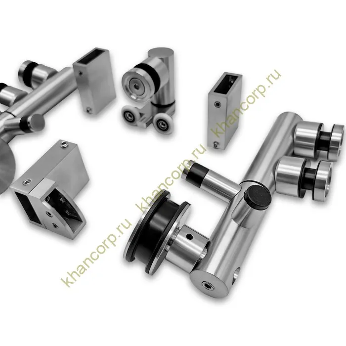 Комплект раздвижной системы КЛИО FDS-102 для поворотной двери, для трубы 30х10, нержавейка/матовый