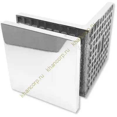 Коннектор Альфа FDK-13 стена-стекло 90˚ с пластиной, нержавейка/полированный