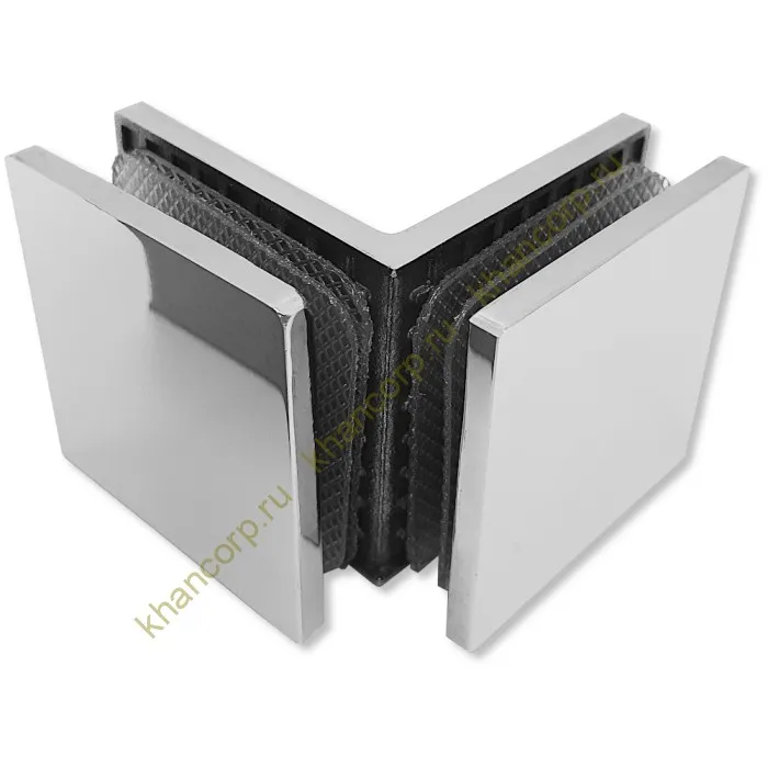 Коннектор Альфа FDK-14 стекло-стекло 90˚ нержавейка/полированный