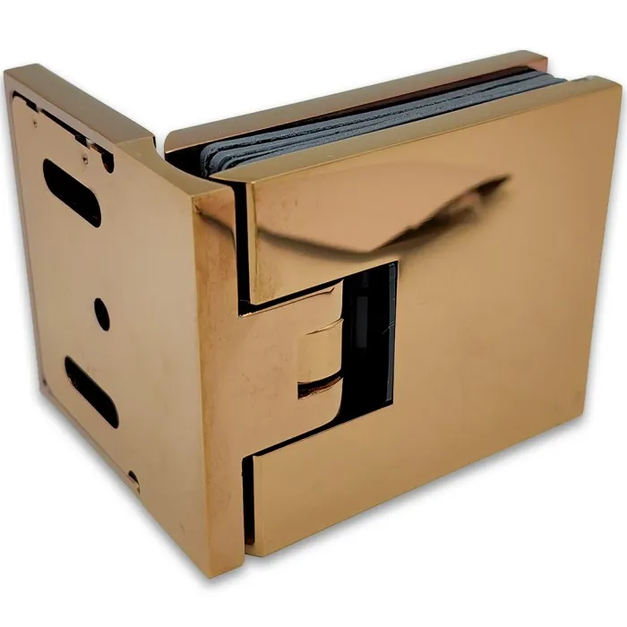 Петля Аврора FDP-180 стена-стекло 90˚ с крышками, латунь/розовое золото