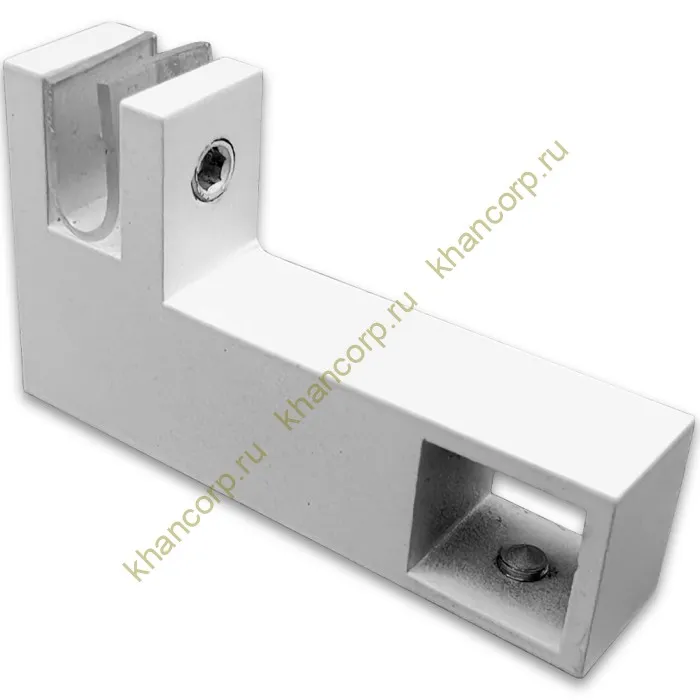 Держатель стекла FDC-55 сквозной 15х15 горизонтальный, нержавейка/белый