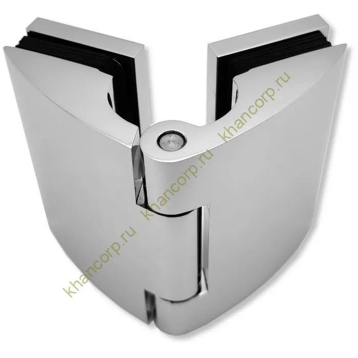 Петля Европа FDP-113 стекло-стекло 180˚, с крышками, латунь/хром