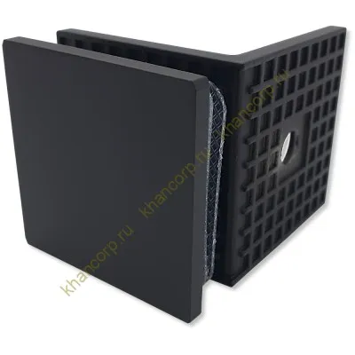 Коннектор Альфа α FDK-13 стена-стекло 90˚ с пластиной, нержавейка/черный