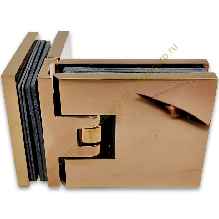 Петля Аврора FDP-184 стекло-стекло 90˚ с крышками, латунь/розовое золото