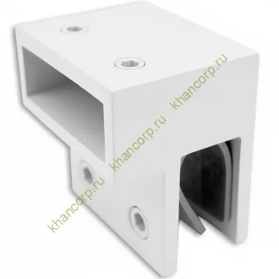 Держатель стекла FDC-33 торцевой 30х10 горизонтальный, нержавейка/белый