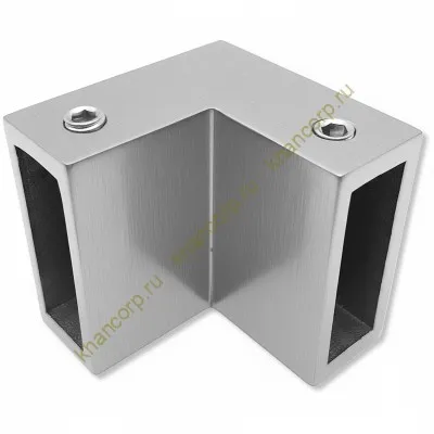 Соединитель трубы FDC-32, 30х10 угловой 90° вертикальный, нержавейка/матовый