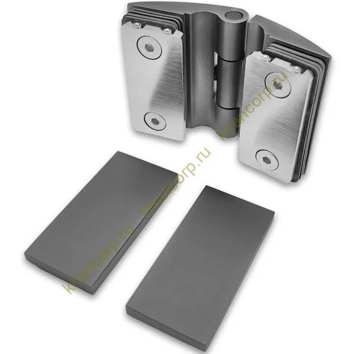 Петля Европа FDP-119 стекло-стекло 180˚ с крышками, латунь/оружейная сталь