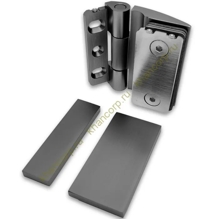 Петля Европа FDP-118 стена-стекло 90° с крышками, латунь/оружейная сталь