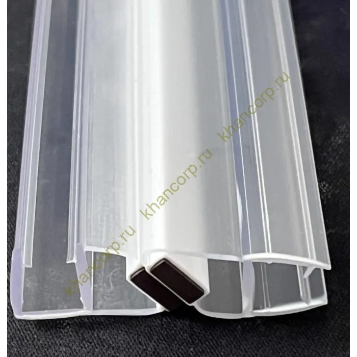 Уплотнитель магнитный ПРЕМИУМ 90° открывание внутрь, прозрачный, белый магнит 2.5 м под стекло 8 мм FDPP-515.8