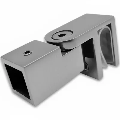 Держатель стекла FDC-50, 15х15 торцевой 0°-180°, нержавейка/матовый