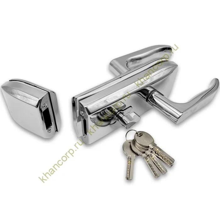 Замок FKZ-35 для стеклянной двери ключ/защелка, нержавейка/полированный