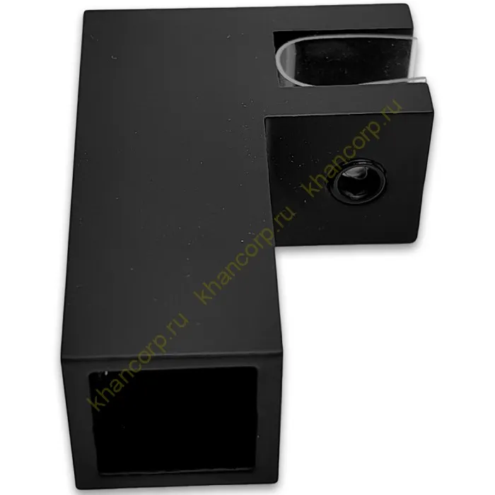 Держатель стекла FDC-61, 15х15 торцевой 90°, нержавейка/черный