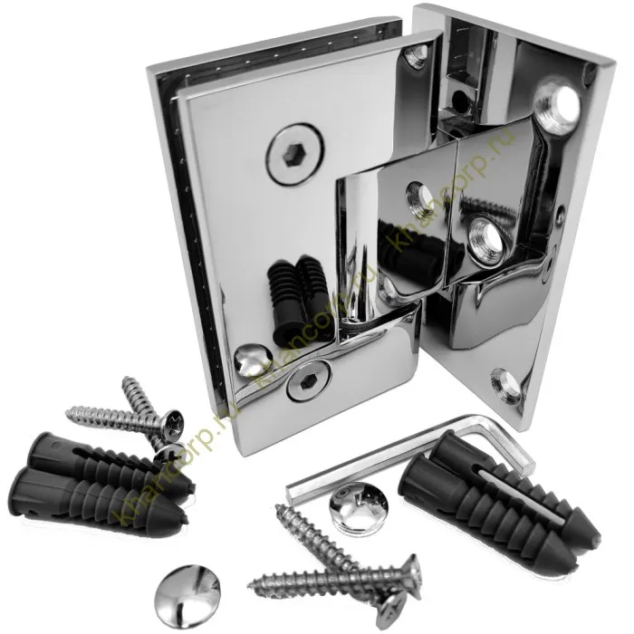 Петля Альфа α FDP-10 стена-стекло с боковым креплением, цинк/хром