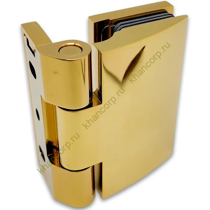 Петля Европа FDP-118 стена-стекло 90° с крышками, латунь/золото