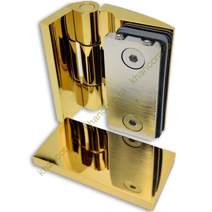 Петля Европа FDP-118 стена-стекло 90° с крышками, латунь/золото