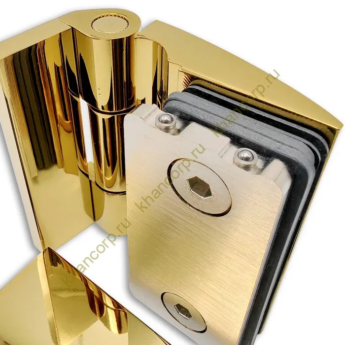 Петля Европа FDP-118 стена-стекло 90° с крышками, латунь/золото