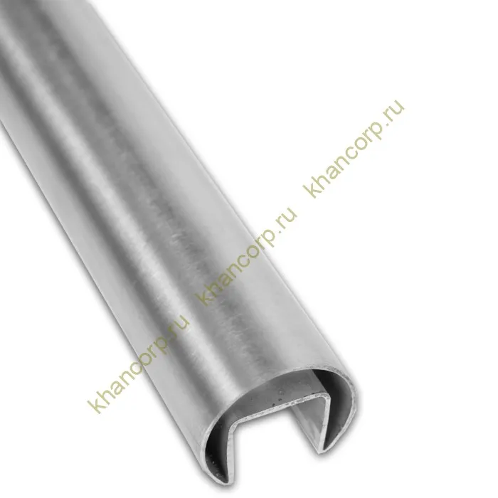 Поручень FOP-220 круглый Ø42.4 мм с пазом 24х24 длина 6 м, нержавейка/матовый