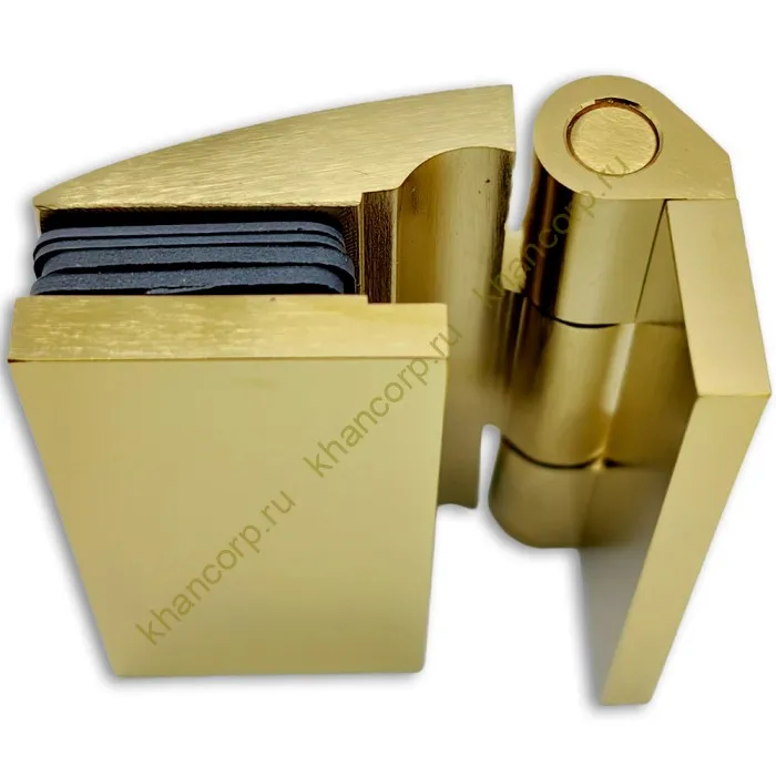 Петля Европа FDP-118 стена-стекло 90° с крышками, латунь/брашированное золото