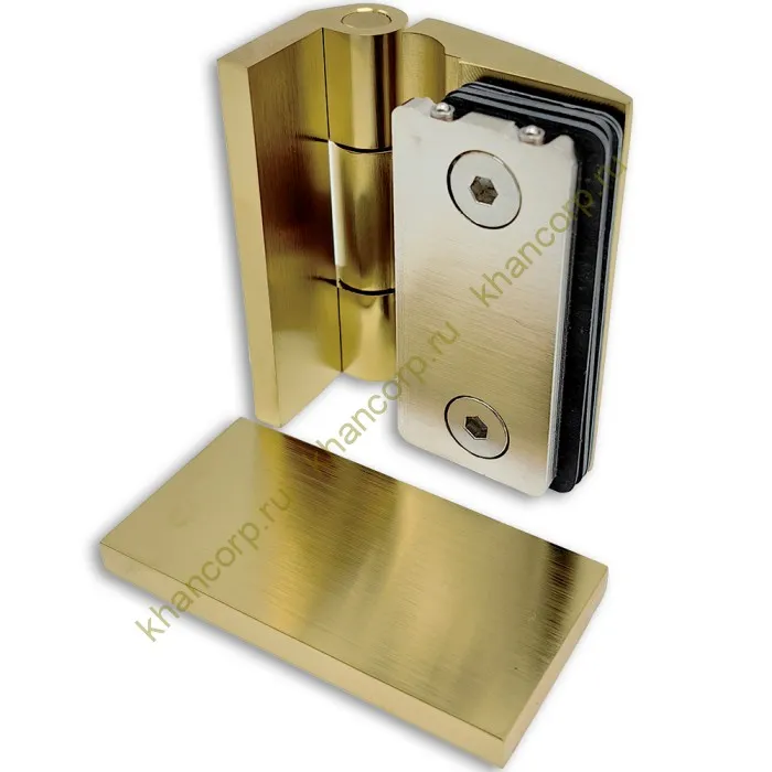 Петля Европа FDP-118 стена-стекло 90° с крышками, латунь/брашированное золото