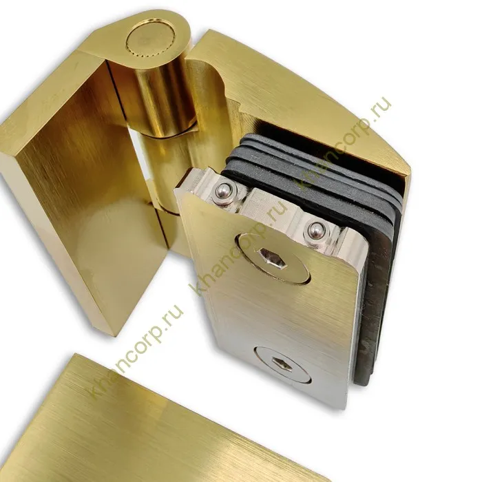 Петля Европа FDP-118 стена-стекло 90° с крышками, латунь/брашированное золото