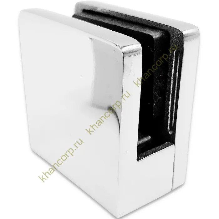 Крепление стекла FKK-83, 45х45х26 к плоской трубе или полу, литое, нержавейка/полированный