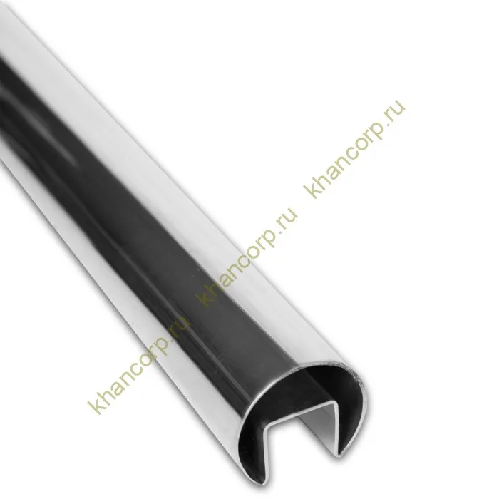 Поручень FOP-230 круглый Ø48.3 мм с пазом 24х24 длина 6 м, нержавейка/полированный