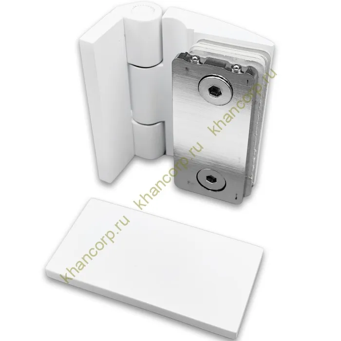 Петля Европа FDP-118 стена-стекло 90° с крышками, латунь/белый