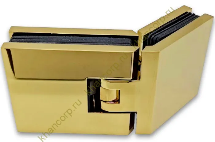 Петля Аврора FDP-185 стекло-стекло 135˚ с крышками, латунь/золото