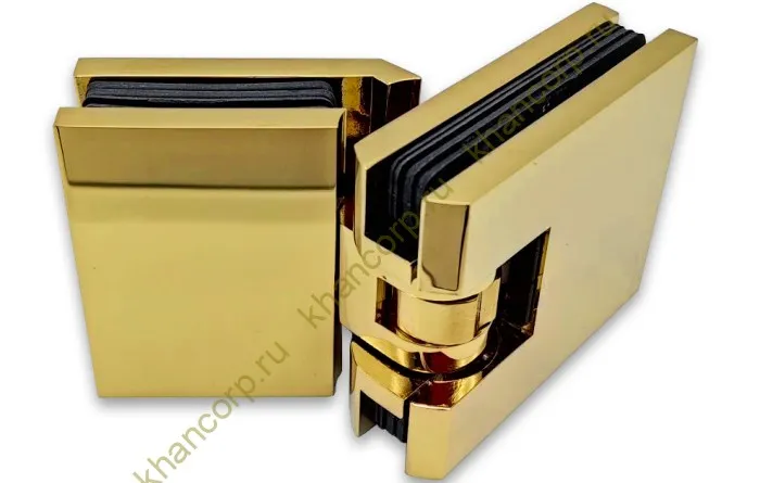 Петля Аврора FDP-185 стекло-стекло 135˚ с крышками, латунь/золото