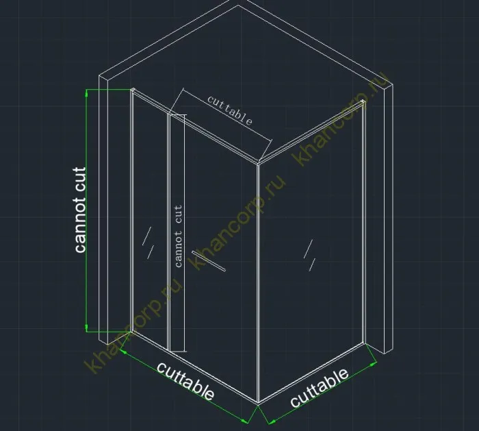 Угловой раздвижной комплект Клио FDS-103, 1200х1200х2000 мм для стекла 8 мм, дверь 650 мм, нержавейка/черный