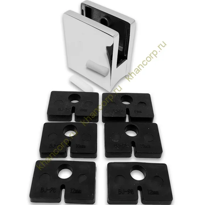 Крепление стекла FKK-81, 45х45х26 к круглой трубе Ø38 литое, нержавейка/полированный