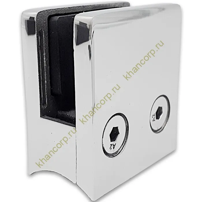 Крепление стекла FKK-81, 45х45х26 к круглой трубе Ø38 литое, нержавейка/полированный