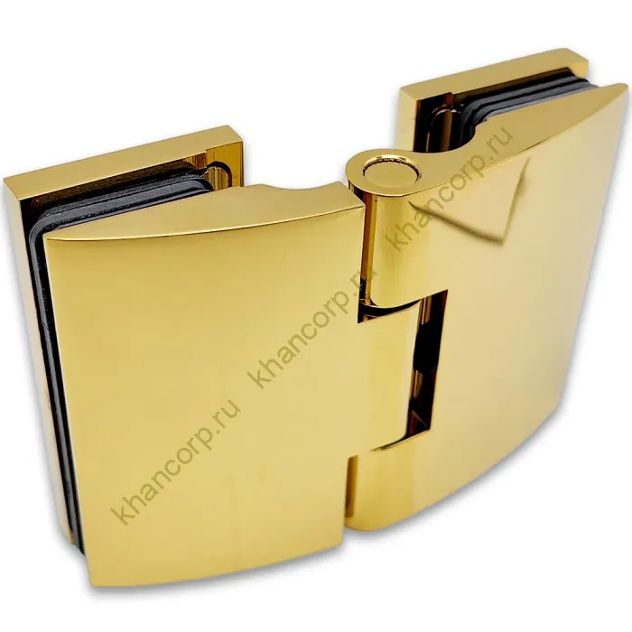 Петля Европа FDP-119 стекло-стекло 180˚, с крышками, латунь/золото