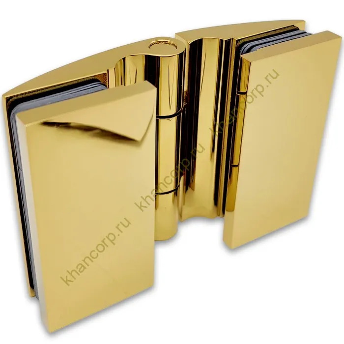 Петля Европа FDP-119 стекло-стекло 180˚, с крышками, латунь/золото