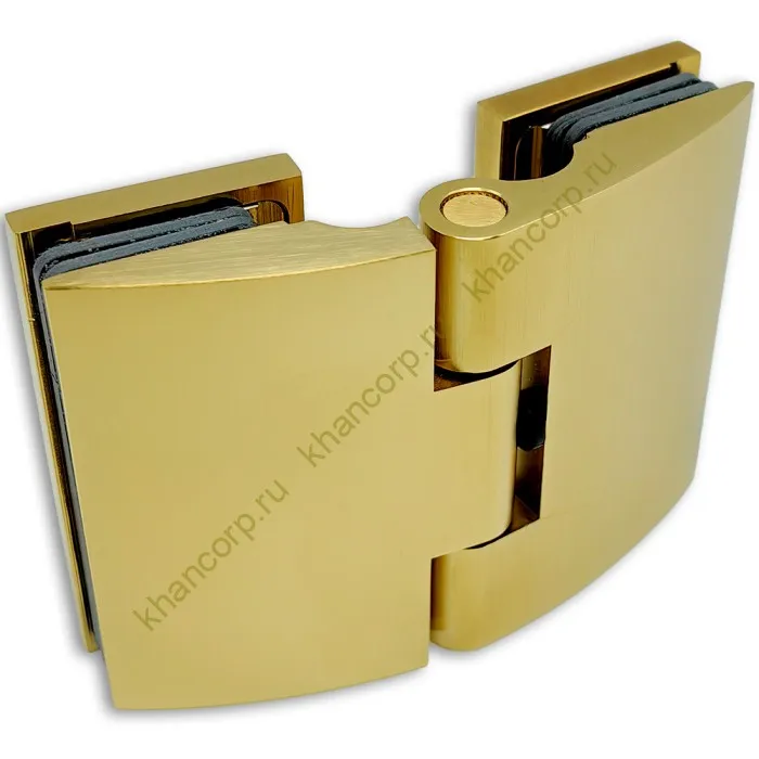 Петля Европа FDP-119 стекло-стекло 180˚, с крышками, латунь/брашированное золото