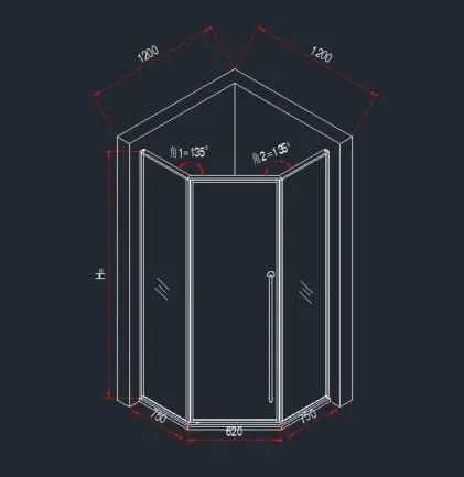 Трапециевидный распашной комплект Юнона FDS-104, 750х620х750х2000 мм, нержавейка/черный