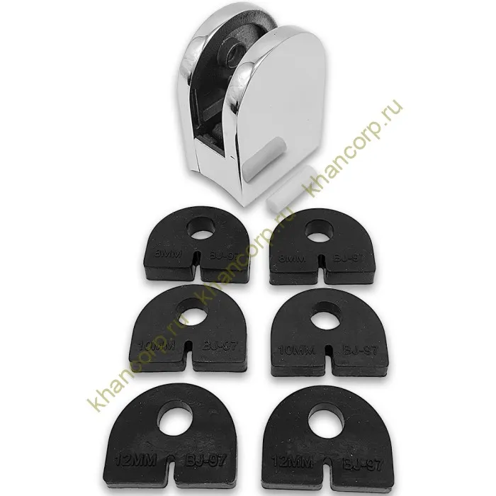 Крепление стекла FKK-80, 40х50х27 к круглой трубе Ø38 литое, нержавейка/полированный