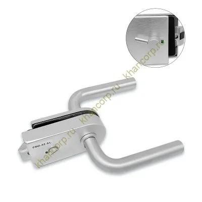 Замок сантехнический FMZ-32.1 для двери из стекла, с притвором, алюминий/анодированный