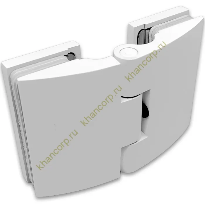 Петля Европа FDP-119  стекло-стекло 180˚, с крышками, латунь/белый