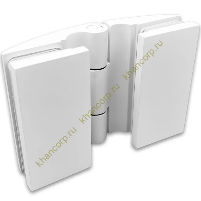 Петля Европа FDP-119  стекло-стекло 180˚, с крышками, латунь/белый