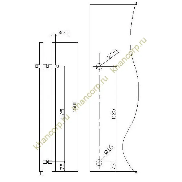 Ручка FKR-213 для стеклянной двери 35x1125х1500х1 м с замком, нержавейка/матовый