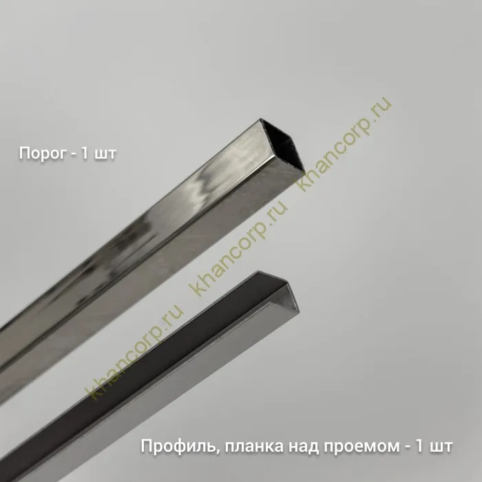 Трапециевидный распашной комплект Юнона FDS-104, 750х620х750х2000 мм, нержавейка/полированный