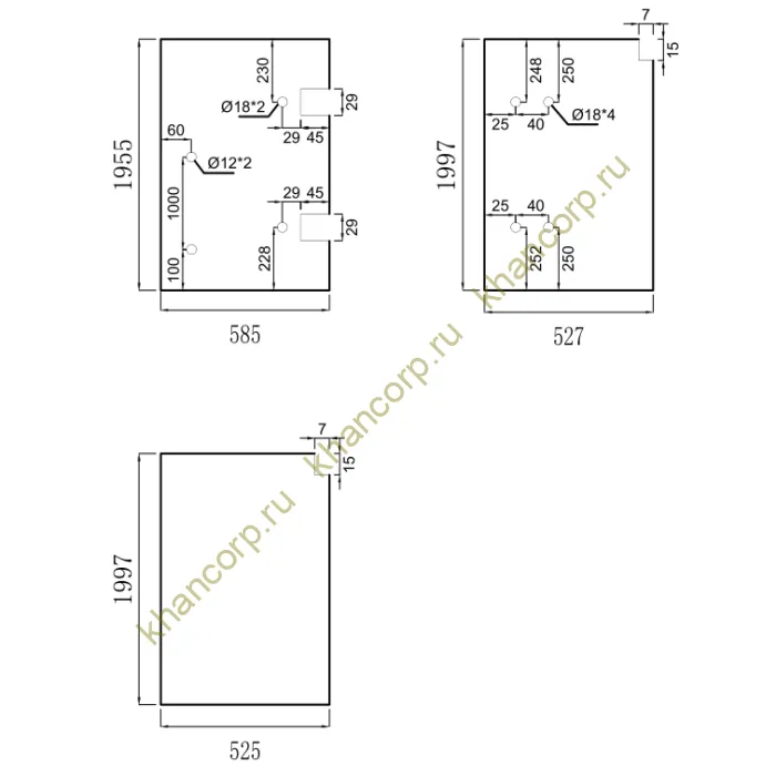 Трапециевидный распашной комплект Юнона FDS-104, 750х620х750х2000 мм, нержавейка/полированный